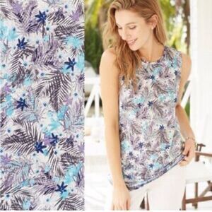 J. Jill 100% Linen Love Linen Floral Palm Tank Size XL